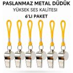 Milena Life 6'lı Paslanmaz Metal Düdük Yüksek Sesli Dayanıklı ve Hafif Kullanım için İdeal