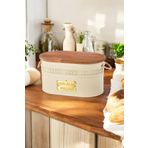 Milenay Dantelli Oval Doğal Bambu Kapaklı Ekmeklik – Kesme Tahtalı, Şık ve Kullanışlı Tasarım, 33x19x16cm