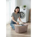 Milenay Plastik Rattan Desenli 35LT Çamaşır Sepeti, Çamaşır Selesi - Belirtilmemiş - Pembe