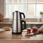 Miletto Inox 2000W Gizli Rezistanslı Otomatik Çay Makinesi 2,9 Lt - Mt20g