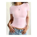 milio Kadın Bisiklet Yaka Slim Fit Likralı Crop Kısa Kol Body T-shirt