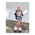 milio Pembe Renk Peluş Kürk Tozluk Uzun Tüylü Standart Beden 28 Cm Bacak Isıtıcı