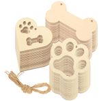Milisten 1 set kalp ahşap kendin yap el işi kesikler bitmemiş ahşap köpek kemiği hayvan köpek patisi kesikler köpek kemiği boyama için süsler el sanatları etiketleri evcil hayvanlar için