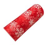 MILISTEN 10 Yard Noel Kar Tanesi Tül Rulo Parlak Organze Kar Tanesi Tülük Hediye Noel Süsleme Şerit Masa Örtüsü (15 cm, Kırmızı)