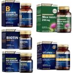 Milk Thistle 60 Tablet+Selenyum+Biotin+Vitamin Max(C,d,zinc)+B Vitamin Complex