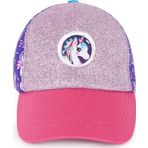 Milk&Moo Ayris 7-10 Yaş Kız Şapkası - Unicorn Temalı, Simli, Pembe-Mor, Ayarlanabilir Yazlık