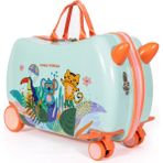 Milk&Moo Jungle Friends Binilebilir Çocuk Valizi, 360° Tekerlekli, Ayak Destekli - Yeşil