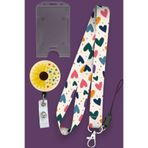 MİLLENEX Kalp Desenli Boyun Askı İpi Boyun İpi 3 Lü Set Boyun İpi Yoyo Yaka Şeffaf Dikey Kartlık-B012-Y097