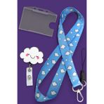 MİLLENEX Mavi Bulut Boyun Askı İpi Doktor Hemşire 3 lü set Set Boyun İpi Yoyo Yatay Yaka Kartlık-B305-Y054