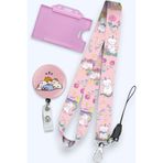 MİLLENEX Tek Boynuzlu Kedi 3 Lü Set Boyun İpi Boyun Askı ipi Yoyo Yatay Pembe Yaka Kartlık-B343-Y0006