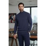 Millionaire Erkek Indigo Mavi Yarım Balıkçı Yaka Standart Normal Kesim Regular Yün Akrilik Karışımlı Triko Kazak - 3XL