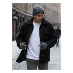 Millionaire Erkek Siyah Peluş Gömlek Yaka Modeli Düğmeli Ceket Hırka Mont Sweatshirt Polar