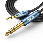 MillSO 3,5 mm - 6,35 mm Aux Ses Kablosu 6,35 Fiş 3,5 TRS Fiş Stereo Yardımcı Jak Enstrüman Kablosu Bas Amplifikatörü, Gitar, Piyano, Kulaklık, Hoparlör ve HiFi Sistemi için - 2,4 m