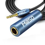 MillSO Ses 6,35 mm soket 3,5 mm fişe 3 kutuplu stereo kulaklık adaptör kablosu 1/8 inç (3, mm) fiş 1/4 inç (6,35 mm) jak jakı kulaklık ve hoparlör için stereo adaptör - 5 m