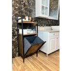 Milonsa Kirli Çamaşır Sepeti Metal Ahşap Banyo Düzenleyici Kirli Sepeti Banyo Dolabı Organizer Banyo Rafı