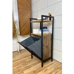 Milonsa Metal Ahşap Banyo Düzenleyici Çamaşır Sepeti - Kirli Sepeti Ahşap Banyo Dolabı - 2 Katlı Banyo Rafı