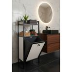 Milonsa Metal Ahşap Banyo Düzenleyici Çamaşır Sepeti - Kirli Sepeti Ahşap Banyo Dolabı - Banyo Rafı - 97x40x31,5 - Siyah - Beyaz