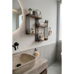 Milonsa Modern Banyo Düzenleyici Metal Ahşap Duvar Rafı – 3 Katlı Banyo Rafı Dekoratif Duvar Organizer