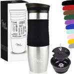 Milu Thermo Mug İzoleli Cup Coffee & Tea Mug gitmek - 370ml, 450ml% 100 Kaçak Belgesi - Vakum İzolasyon Flask - - Hot & Cold - Seyahat Mug (450 ml Siyah) Paslanmaz Çelik Mug İçme