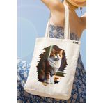 milyardabir Ham Bez Çanta Kedi Sevenler İçin Vintage Kedi Baskılı - Çarpıcı Tasarımı İle Göz Kamaştırıcı (Ham-BC-Kedi-002 / M)