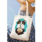 milyardabir Ham Bez Çanta Kedi Sevenler İçin Vintage Kedi Baskılı - Çarpıcı Tasarımı İle Göz Kamaştırıcı (Ham-BC-Kedi-007 / M)