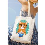 milyardabir Ham Bez Çanta Kedi Sevenler İçin Vintage Kedi Baskılı - Çarpıcı Tasarımı İle Göz Kamaştırıcı (Ham-BC-Kedi-009 / M)