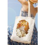 milyardabir Ham Bez Çanta Kedi Sevenler İçin Vintage Kedi Baskılı - Çarpıcı Tasarımı İle Göz Kamaştırıcı (Ham-BC-Kedi-017 / M)