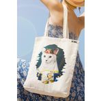 milyardabir Ham Bez Çanta Kedi Sevenler İçin Vintage Kedi Baskılı - Çarpıcı Tasarımı İle Göz Kamaştırıcı (Ham-BC-Kedi-018 / M)