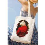 milyardabir Ham Bez Çanta Kedi Sevenler İçin Vintage Kedi Baskılı - Çarpıcı Tasarımı İle Göz Kamaştırıcı (Ham-BC-Kedi-020 / M)