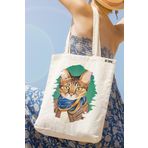 milyardabir Ham Bez Çanta Kedi Sevenler İçin Vintage Kedi Baskılı - Çarpıcı Tasarımı İle Göz Kamaştırıcı (Ham-BC-Kedi-022 / M)