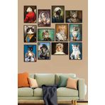 milyardabir Sevimli Kedi Ottoman Empire Mama Cat 12 Parça Mdf Tablo Seti