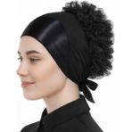 Mim Eşarp ve Şal Fırfırlı Saten Bone - Siyah - .