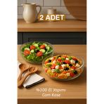Mim Life 2'li Set Büyük Boy Cam Salata Kasesi - İskandinav Tarz Kase - Şeffaf Kase