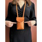 Mimas Design Envelope Telefon Çantası Hakiki Deri El Yapımı - Camel