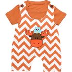 Mimbo Kids Erkek Bebek Geyikli Tulum Tişört 2'li Takım - 1,5 Yaş - 3B2-Turuncu