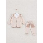 Mimbo Kids Erkek Bebek Için 3'lü Eşofman Takımı - Hırka, Pantolon ve T-Shirt - 3 - 6 Ay - Açık Kahve