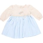 Mimbo Kids Kız Bebek Fiyonklu Nakışlı Elbise - 9 Ay - Krem - Mavi