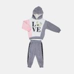 Mimbo Kids Love Yazılı Kapüşonlu Kız Çocuk Eşofman Takımı - 3 Yaş - Gri