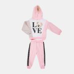 Mimbo Kids Love Yazılı Kapüşonlu Kız Çocuk Eşofman Takımı - 4 Yaş - Açık Pembe