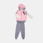 Mimbo Kids Yıldız Desenli Yelekli 3'lü Kız Çocuk Eşofman Takımı - 4 Yaş - Açık Pembe