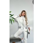 MİMİ Luxury Wear Kadın Fermuarlı Alt Üst Eşofman Takımı Nakışlı 2 İplik Likra