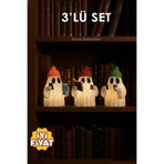 mimo HAYALET Figürü 3lü Set + Pilli Mum İle Kullanım - Dekoratif Figür-Masaüstü Dekoru-Kitaplık Dekoru