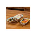 Mimoza 3'lü Oval Kahvaltılık , Sunumluk Standlı Gold 01221988