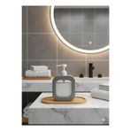 MİMOZA PARK 400 ml Bambu Altlıklı Tezgah Üstü Banyo Mutfak Sıvı Sabunluk Bulaşık Lavabo Deterjanlık Seti