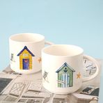 Mimoza Porselen Ve Seramik Sahil Evleri Desen Porselen Mini Mug Kupa 2'Li