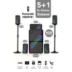 mimtec 5+1 Ev Sinema Sistemi - Bluetoothlu RGB Aydınlatmalı Hoparlör 100W Amfi 5x15W Speaker