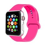 Mimtec Apple Watch 3 4 5 6 7 8 Se 42 44 45MM Kordon Kayış Bileklik Klasik Kaliteli Silikon - Fuşya