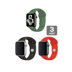 mimtec Apple Watch 4 5 6 7 8 9 10 Se 44 45 46 49mm Kordon Kayış 3 Adet Bileklik Klasik Kaliteli Silikon