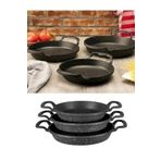 MİMYA HOME Kullanışlı 3'lü Döküm Granit Sahan Seti Tava 18-20-22 cm Ebatlı