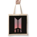 Min Suga Bts Logo Coloured Bez Çanta Uzun Saplı - Açık Bej - 40 X 40